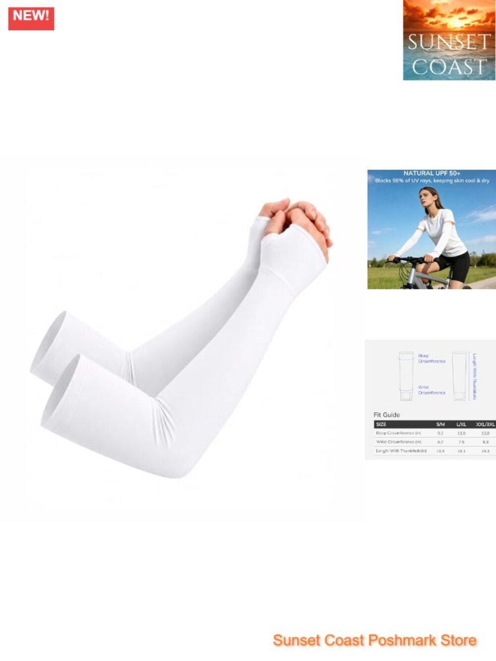 Unisex Bamboo Viscose Arm Sleeves with Thumb Hole UPF 50+ Sun Protection